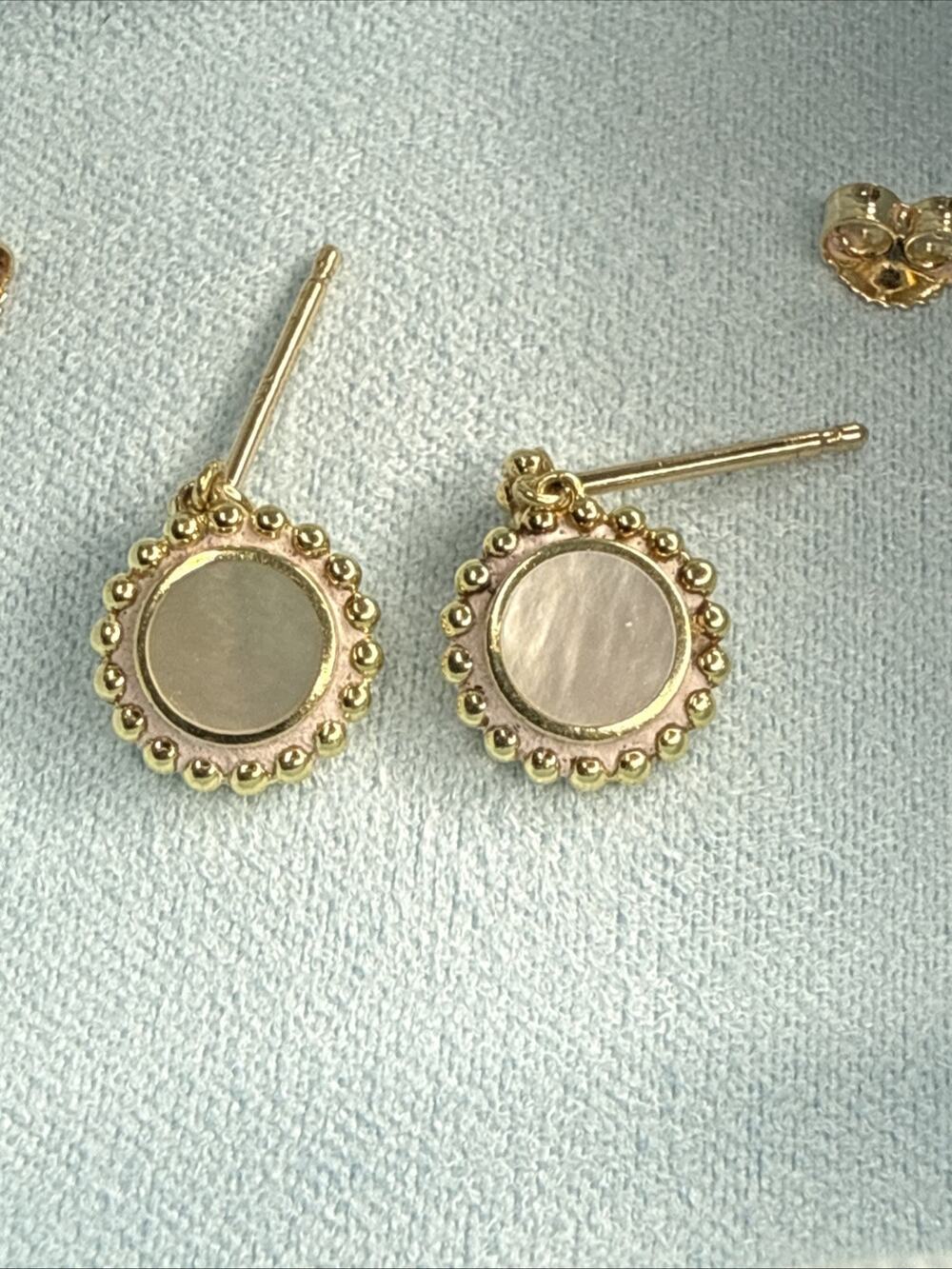 LAGOS-Covet-Caviar-18k Yellow-Gold Mother Of Pearl Earrings-Authentic-Pre-Owned